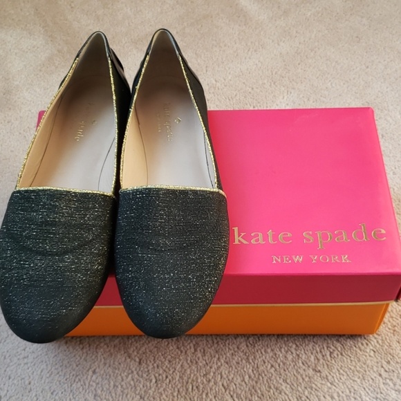 kate spade Shoes - Kate Spade Black Gold Nella Loafers